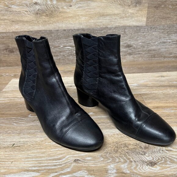 Nine West Icelando Black Leather Pull On Ankle Boots Women Size 10 - Picture 7 of 7